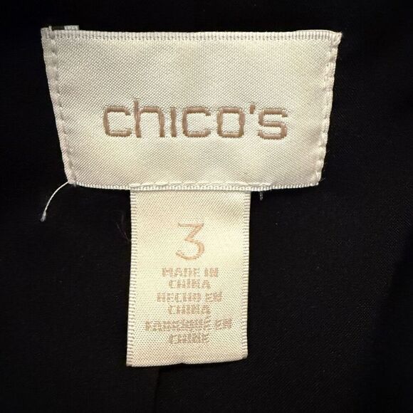 Chico’s Black Crepe Zip Pocket Open Jacket Sz 16 Elegant, Mob Wife, Minimalist - Picture 5 of 11